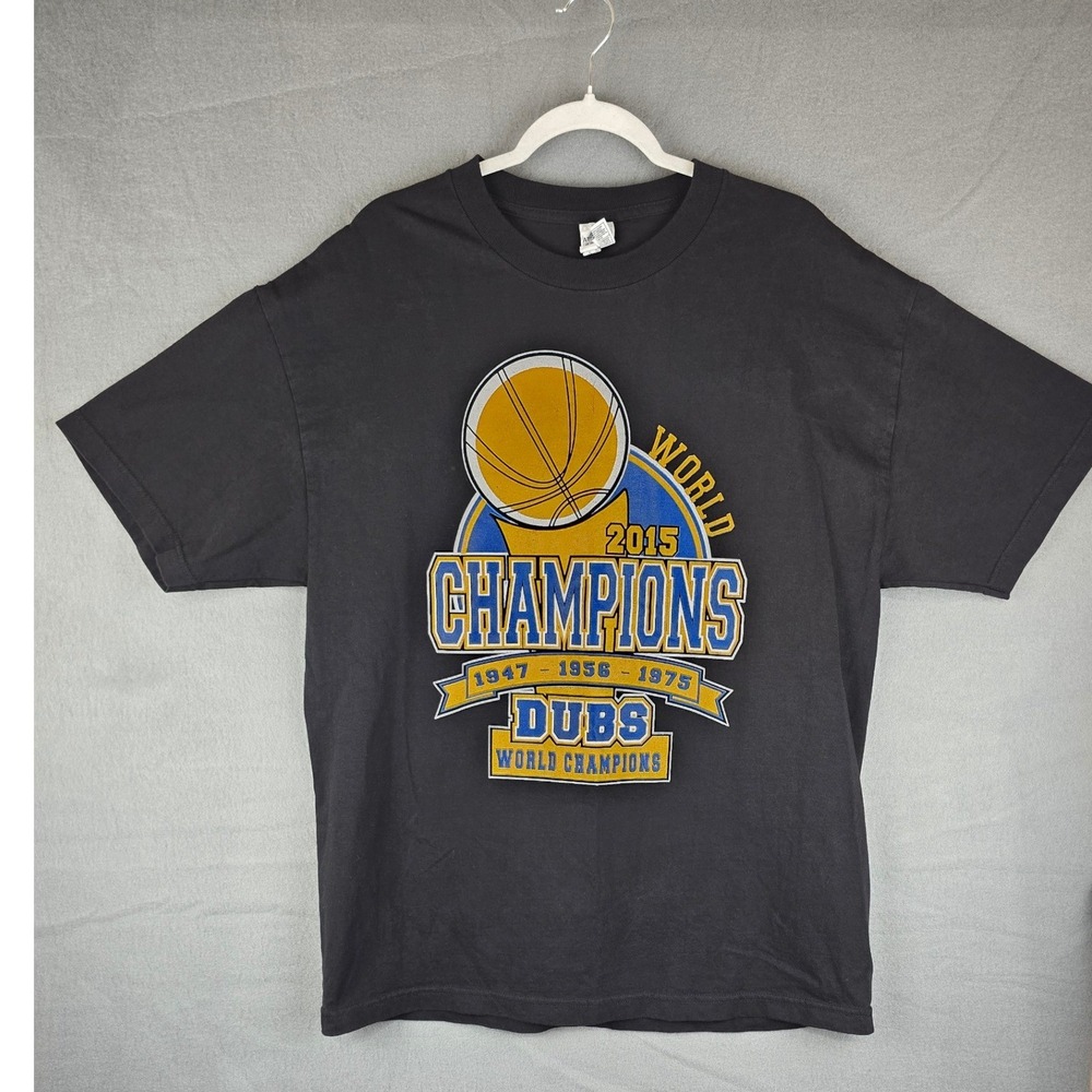 Alstyle T-Shirt Mens XL Black Golden State Warriors 2015 Champions Graphic Dubs